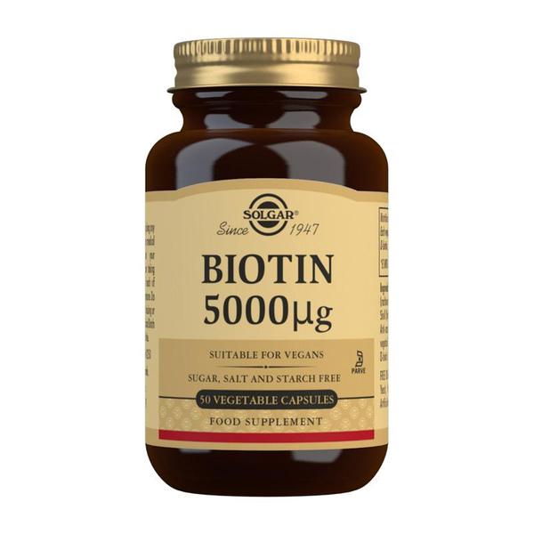 Solgar Biotin 5000 mcg (50 Vegetable Capsules)